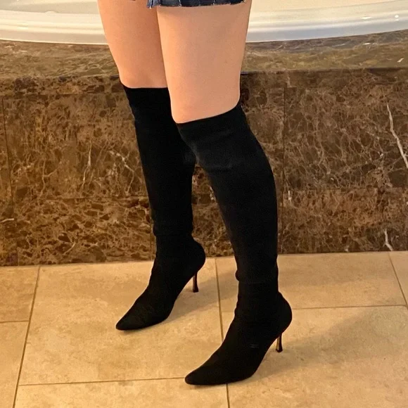 Manolo Blahnik | Shoes | Manolo Blahnik Over The Knee Black Suede